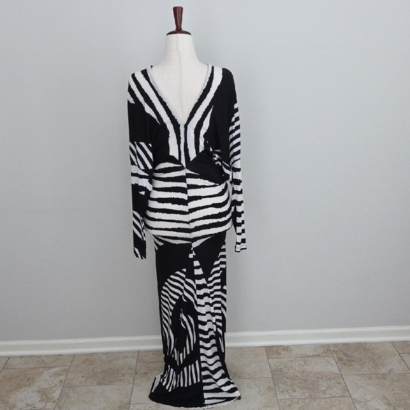 Sexy Diva Black and White Striped Maxi Dress Size M - Picture 4 of 6